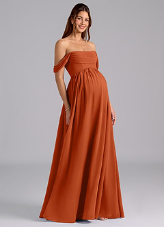 Azazie Saige Maternity Bridesmaid Dresses A-Line Pleated Chiffon Floor-Length Dress image1