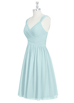 Azazie Angie Bridesmaid Dresses Sea Glass A-Line Corset Chiffon Dress image9