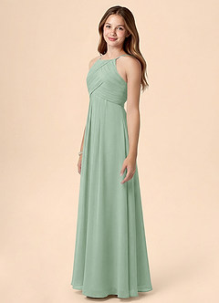 Azazie Ginny Junior Jurk van Chiffon met A-Lijn Geplooid Agave image3