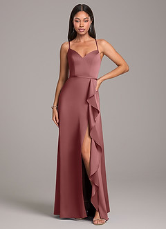 Azazie Naeem Abiti da Damigella Abito A-Line in Raso Elasticizzato Scollo a Cuore Ametista image4