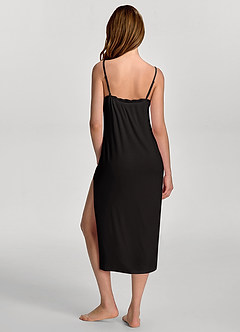 front Woven Cotton Lace Trim Midi Slip Nightgown
