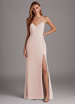 Azazie Manila Final Sale Rose Petal Sheath V-Neck Chiffon Dress image1