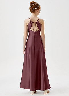 Azazie Avelina Junior Sangria A-Line Pleated Stretch Satin Dress image6