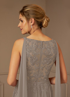 Azazie Joules Mère de la mariée Robes Robe Trapèze en Mousseline de soie Paillettes Taupe image8