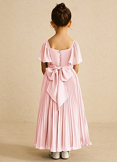 Azazie Bun Bun Flower Girl Dresses Blushing Pink A-Line Pleated Chiffon Dress image2