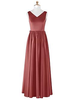 Azazie Hathaway Junior Abito A-Line in Raso Elasticizzato Fiocco Rosa Antica image6