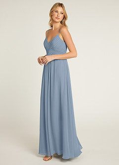 Azazie Shannon Final Sale Agave A-Line Pleated Chiffon Dress image3