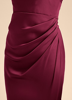 Azazie Renna Junior Burgundy Mermaid Pleated Stretch Satin Dress image7