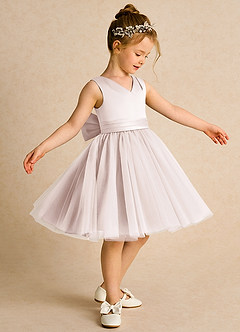 Azazie Tadpole Flower Girl Dresses Rose Petal A-Line Pleated Matte Satin Dress image3