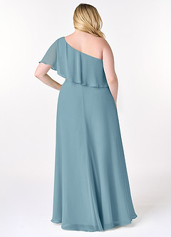Azazie Lizzy Bridesmaid Dresses Moody Blue A-Line One Shoulder Chiffon Dress image9
