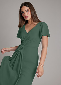 Azazie Kaya Final Sale Sea Moss A-Line Pleated Chiffon Dress image4