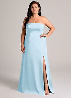 Azazie Wren Bridesmaid Dresses Sky Blue A-Line Strapless Stretch Satin Convertible Dress image6