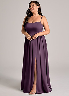 Azazie Calianna Bridesmaid Dresses Plum A-Line Off the Shoulder Stretch Satin Convertible Dress image10