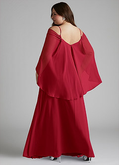 Azazie Cienna Jurken voor bruidsmeisjes Jurk van Chiffon met A-Lijn Off the Shoulder Scharlaken image8