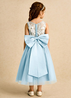 Azazie Sundae Robe Demoiselle D'honneur Fillette Robe Princesse en Dentelle Bleu Ciel image2