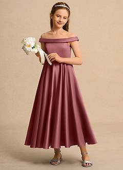 Azazie Teeny Junior Formal Flower Girl Klänningar Klä A-Line i Matt satäng Plisserad image4
