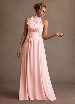 Azazie Antoinette Mother of the Bride Dresses Blushing Pink A-Line Pleated Chiffon Dress image1