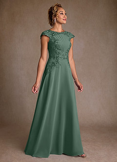 Azazie Christi Mother of the Bride Dresses Eucalyptus A-Line Lace Chiffon Dress image3