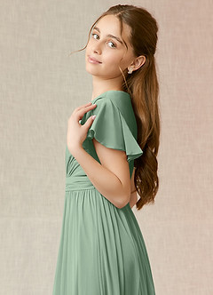 Azazie Mosley Junior Robe Trapèze en Maille Rayé Matcha image6