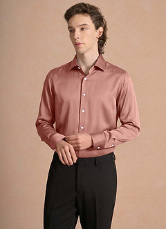 front Julian Rosette Stretch Satin Dress Shirt