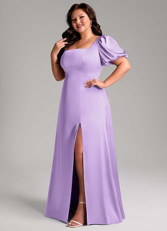 Azazie Fyona Bridesmaid Dresses Lilac A-Line Pleated Stretch Satin Dress image12