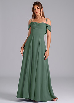 Azazie Almina Bridesmaid Dresses Eucalyptus A-Line Off the Shoulder Chiffon Convertible Dress image4