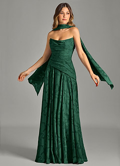 Azazie Gabriela Bridesmaid Dresses Dark Green A-Line Strapless Floral Burnout Dress image1
