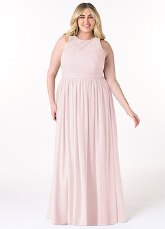 Azazie Harper Bridesmaid Dresses Blushing Pink A-Line Pleated Chiffon Dress image6