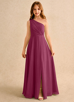 Azazie Puddles Girls Formal Sukienki dla dziewczynek sypiących kwiaty Linia A Jedno ramię Szyfon Długość podłogi Sukienka image6