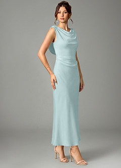 Azazie Kieryn Brautjungfernkleider Meerjungfrau-Linie Plissee Stretch-Satin Kleid Seegrün image3