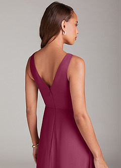 Azazie Nelly Brautjungfernkleider A-Linie Plissee Chiffon Kleid Maulbeerrot image7