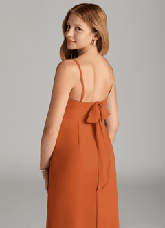 Azazie Mai Junior Cinnamon Sheath Pleated Chiffon Dress image6