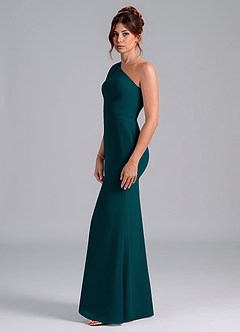 Azazie Rinna Bridesmaid Dresses Pine Mermaid One Shoulder Chiffon Dress image4
