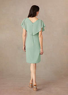 Azazie Julia Final Sale Agave Sheath V-Neck Pleated Chiffon Dress image4