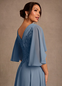 Azazie Tilda Vestidos para mãe da noiva Vestido Crepúsculo de Chiffon de Linha A com Renda image4