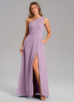 Azazie Phaedra Bridesmaid Dresses Wisteria A-Line One Shoulder Chiffon Dress image3