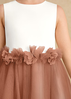Azazie Louisa Flower Girl Dresses Ivory Bronzer A-Line Sleeveless Tulle Dress image6