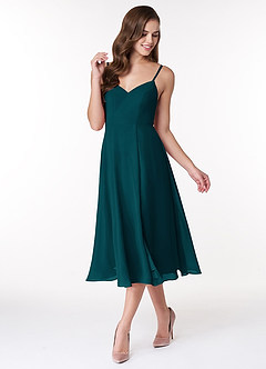 Azazie Clarissa Brautjungfernkleider A-Linie V-Hals Chiffon Kleid Kiefer image4