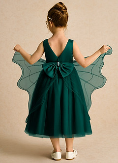 Azazie Pear Flower Girl Dresses Pine Ball-Gown Bow Tulle Dress image3