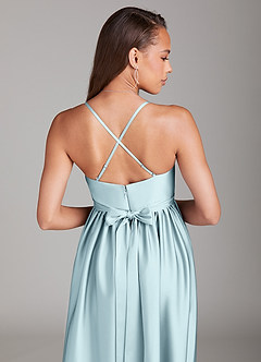 Azazie Llana Maternity Bridesmaid Dresses A-Line Stretch Satin Floor-Length Dress with Pockets image4