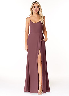 Azazie Moira Bridesmaid Dresses Sangria A-Line Scoop Chiffon Dress image1