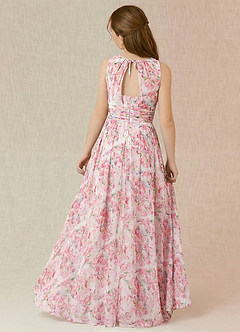 Azazie Bibiane Junior Agave A-Line Pleated Chiffon Dress image2