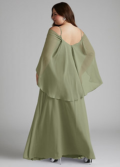 Azazie Cienna Jurken voor bruidsmeisjes Jurk van Chiffon met A-Lijn Off the Shoulder Pistache image8