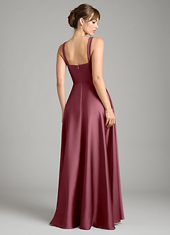 Azazie Shaude Bridesmaid Dresses Desert Rose A-Line Pleated Stretch Satin Dress image2