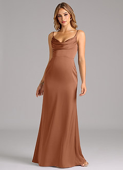 Azazie Aimee Bridesmaid Dresses Bronzer A-Line Sweetheart Neckline Stretch Satin Dress image4