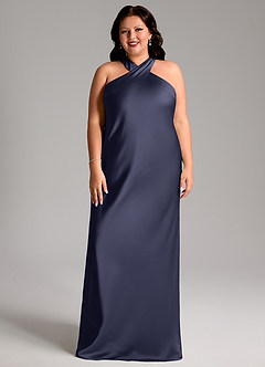 Azazie Doretta Bridesmaid Dresses Stormy Mermaid Pleated Stretch Satin Dress image7