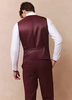 front Savile Burgundy Wool Blend Suit Vest