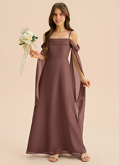 Azazie Moana Junior Linia A Pofałdowany Szyfon Długość podłogi Młodsza druhna Sukienka image4