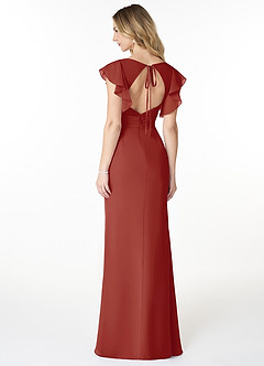 Azazie Val Bridesmaid Dresses Terracotta Mermaid V-Neck Keyhole Chiffon Dress image2