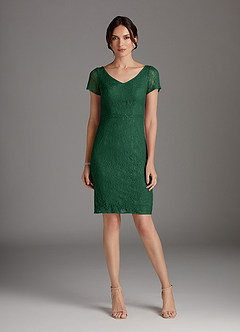 Azazie Lucilia Mother of the Bride Dresses Dark Green Sheath Lace Dress image1